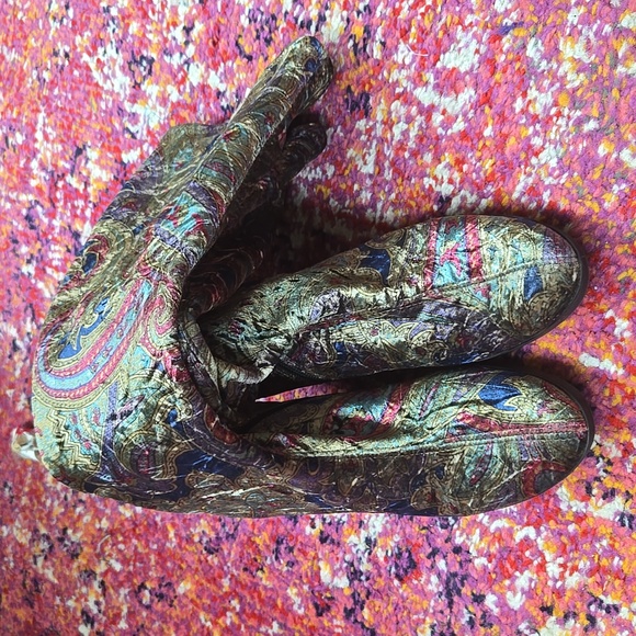 SOLD Velvet Metallic Paisley Gogo Boots Retro Vintage 90s 70s Style Toni Pons - Picture 12 of 12